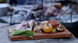 George and Martin’s BBQ Welsh lamb with tomatoes and potatoes on Countryfile