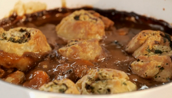 Mary Berry beef and ale stew with parsley and horseradish spiral dumplings recipe on Mary Berry  ...