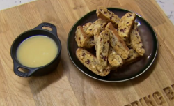 John Whaite biscotti with white chocolate, dried fruit and nuts on Chopping Block