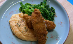 Phil and Liam’s chicken with sweet potato mash and kale dish on Chopping Block