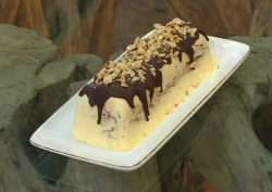 Donal’s chocolate and hazelnut semifreddo with chocolate sauce on Saturday Kitchen