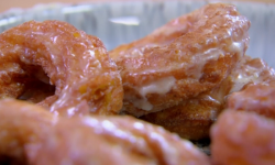 Phil and Liam’s cider and cloves crullers with chocolate ganache on Chopping block