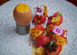 Glynn Purnell and Steve’s burnt English custard surprise dessert on The Secret Chef