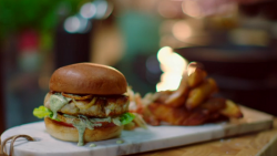 Michel Roux Jr fish burger with mackerel and plaice on Hidden Restaurants