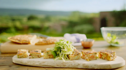 Michel Roux Jr vegetable frittata with kimchi starter on Hidden Restaurants