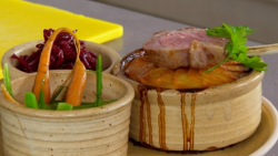 Nigel Haworth and Steve’s hotpot with red, potatoes and vegetables on The Secret Chef