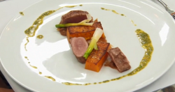 Imran’s lamb with aubergine puree dish on Masterchef UK