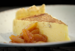 Milk tart with dried apricots dessert on Phillip Schofield’s South African Adventure