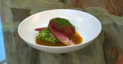 Aktar Islam smoked ox cheek with confit cabbage on Saturday Kitchen