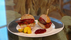 Dan Barber’s vegetable pulp cheese burger on Saturday Kitchen