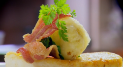 Nigel Haworth and Steve’s roasted halibut with tempura cauliflower and cheese fondue on Th ...