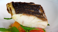 Nigel Haworth and Steve’s oven roasted sea bass with tomatoes and samphire starter on The  ...