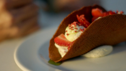 Jackson’s strawberry and grapefruit taco ice cream at xiringuito restaurant on Hidden Rest ...