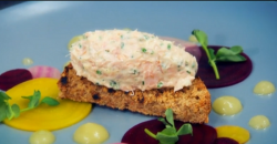 Paul Merrett  and Lucy’s smoked trout rillettes starter on The Secret Chef