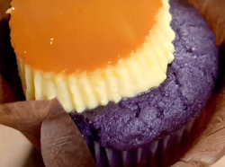 Ginger’s ube purple cream caramel cupcakes on Paul Hollywood City Bakes