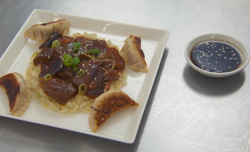 Brodie’s Chinese aubergine in spicy sauce with dumplings on Masterchef 2017 UK