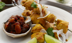 Simon Rimmer’s Coconut Chicken Skewers with Tomato Chutney Dip on Sunday Brunch