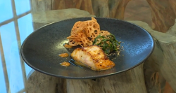 john Torode’s black cod with saikyo miso and sesame spinach on Saturday kitchen