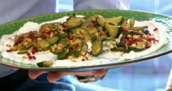 Emma Spitzer’s vegetarian pan fried courgettes with mango powder on Sunday Brunch