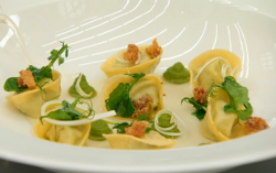 Steve’s pea and ricotta tortellini original dish on Masterchef UK 2017