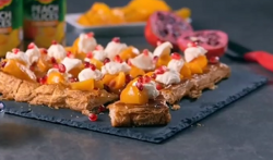 Del Monte peach pie with pomegranate from the advert