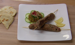 Natalie and Bita’s shish kebabs with Persian  Kashke Bademjan on Chopping Block