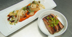 Shaun Rankin iberico pork with calamari and fennel salad on MasterChef 2017 UK