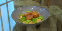 Michel Roux Jr. Scallop risotto with roe butter on Saturday Kitchen