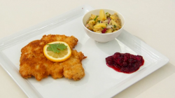 Fumbi Wiener schnitzel and kartoffelsalat  on Masterchef 2017 UK