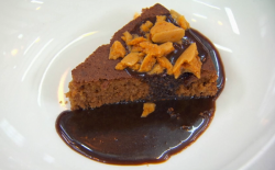 Adam’s traditional Yorkshire parkin with toffee sauce and cinder toffee dessert on MasterC ...