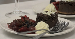 Karen’s chocolate, toffee and biscuit with fruit salad dessert on Hairy Bikers’ Best ...