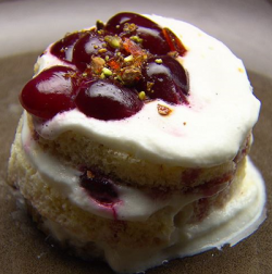 Pete Morgan’s Vanilla Cherry Layer Cake with Greek Yoghurt Mousse dessert on Masterchef Au ...