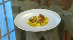 Tom Aikens scallops with curry and piccalilli on Saturday Kitchen