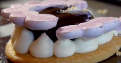 Wil’s violet cheesecake with vanilla meringue on Paul Hollywood City Bakes in San Francisco