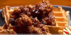 Eloise’s waffle with triple fried chicken and chilli caramel on Masterchef Australia