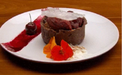 Lee’s chocolate tart with cherry sorbet dessert on Masterchef Australia 2017