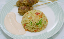 Greg’s pork kebabs with couscous on Eat Well for Less?