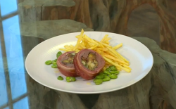 The Hairy Bikers Venison loin stuffed with peaches, apples and ginger on Saturday Kitchen