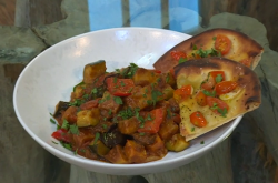 Donal’s  tomato curry and garlic naan on Saturday Kitchen