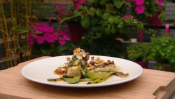 Jun’s BBQ turbot with leeks, girolles and fresh almonds on Saturday Kitchen