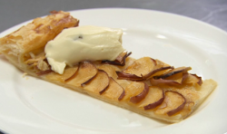 Henri Leconte’s  apple tart with cream and raisins dessert on Celebrity Masterchef 2017