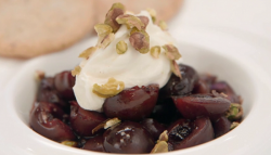 Angellica Bell cherries with red wine dessert on Celebrity Masterchef 2017