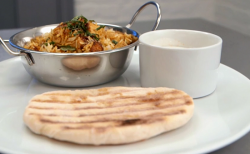 Barney’s chicken biryani with flatbread on Celebrity Masterchef 2017