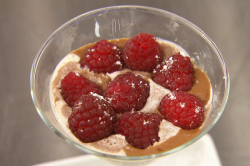 Tyger Drew-Honey’s chocolate mousse with raspberries dessert on Celebrity Masterchef 2017