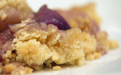 Becky and Dev’s apple and blackberry crumble with custard on Celebrity MasterChef 2017