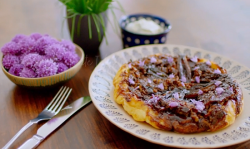 Nadiya Hussain haggis tarte tatin on  Nadiya’s British Food Adventure