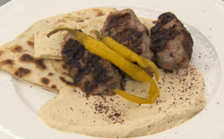 John Torode hummus with flatbread and lamb kofta on Celebrity Masterchef 2017