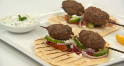 Becky’s lamb koftas with salad and flatbread on Celebrity MasterChef 2017