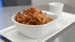 Barney’s onion bhaji with mint yoghurt on Celebrity Masterchef 2017