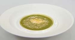 Rachael’s pea soup with creme fresh on Celebrity MasterChef 2017